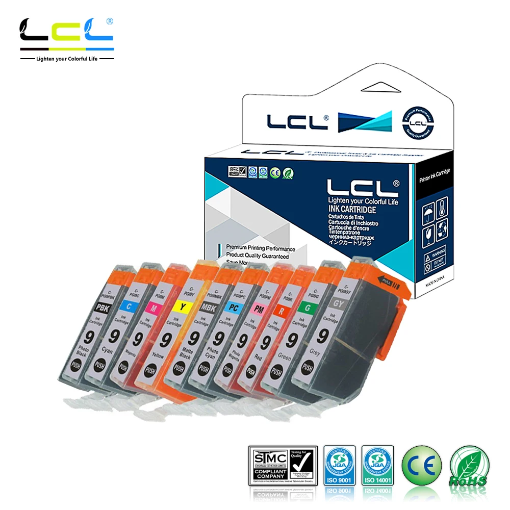 

LCL PGI-9 (10-Pack PBK C M Y MBK PC PM G R GY) Ink Cartridge Compatible for Canon Pixma Pro 9500 Pro9500 Mark II