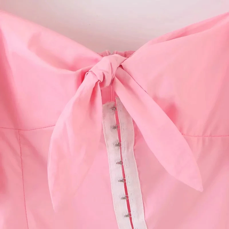 Корейское винтажное милое асимметричное платье на пуговицах розовое белое