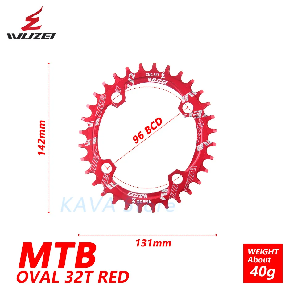 Oval Red 32T Wuzei 96BCD Круглый/Овальный 32/34/36/38T MTB горный велосипед велосипедная Звездочка для shimano ALIVIO M672 M782 M4000 M4050 GX рукоятки - Цвет: Oval Red 32T