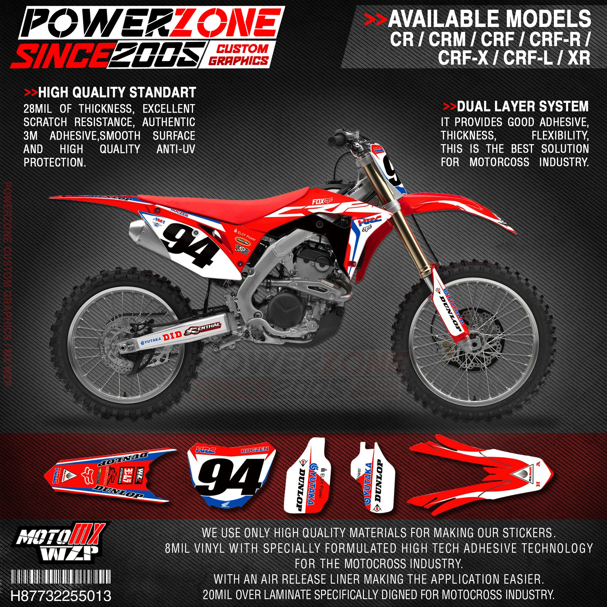 Персонализированные графические фоны PowerZone Team наклейки 3M Набор наклеек для HONDA