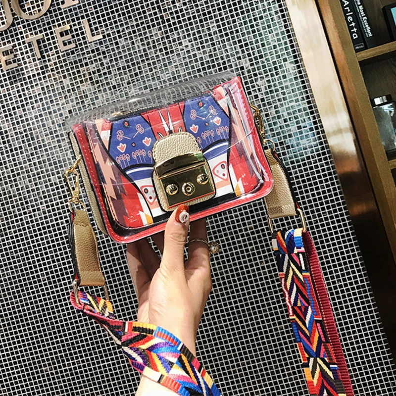 2018 Новинка для женщин модные прилив прозрачный сумка ремень корейский широкий