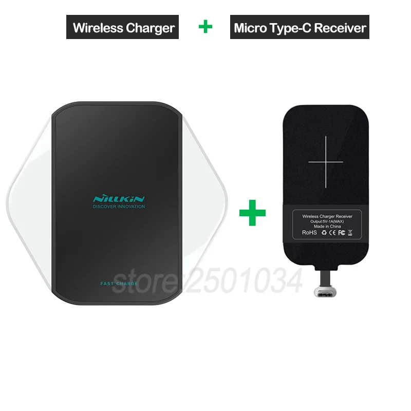 Charger-Tag Nillkin Qi Беспроводное зарядное устройство+ приемник type-C Беспроводная зарядка для huawei mate 9 10 Pro Honor 10 8 9 V9 V10 P9 P10 Plus P20 Pro - Тип штекера: Charger-Tag