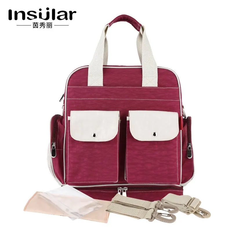 Insular Baby Nappy Bags Nylon Diaper Bag Large Capacity Mummy Stroller Pouch Backpack Multi-functional Nursing | Мать и ребенок