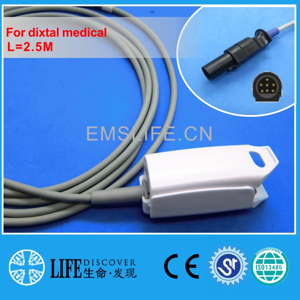 

Long cable AWT adult finger clip spo2 sensor For DIXTAL Dx405/Dx2010/Dx2020/Dx2021 medical