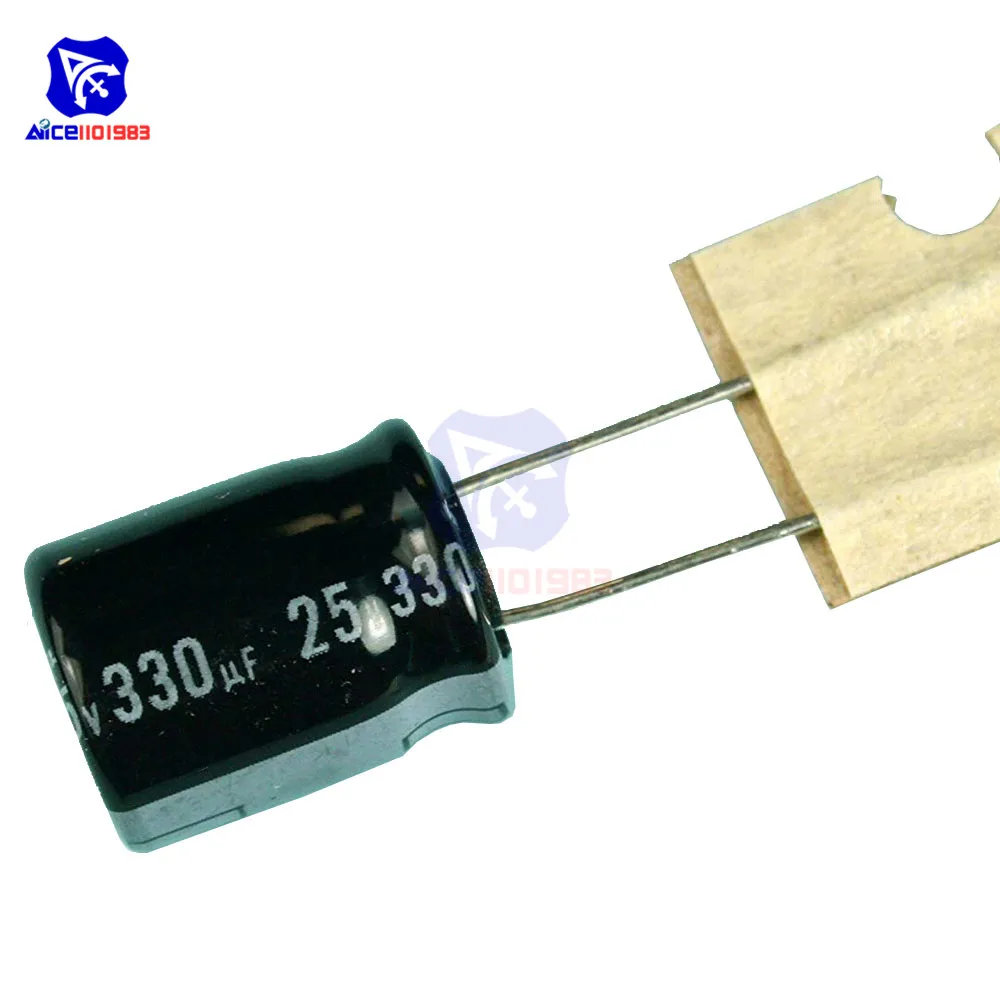 50PCS/Lot Redial Lead Aluminum Electrolytic Capacitor 25V 330uF Capacitance 10*12mm Low ESR | Электронные компоненты и