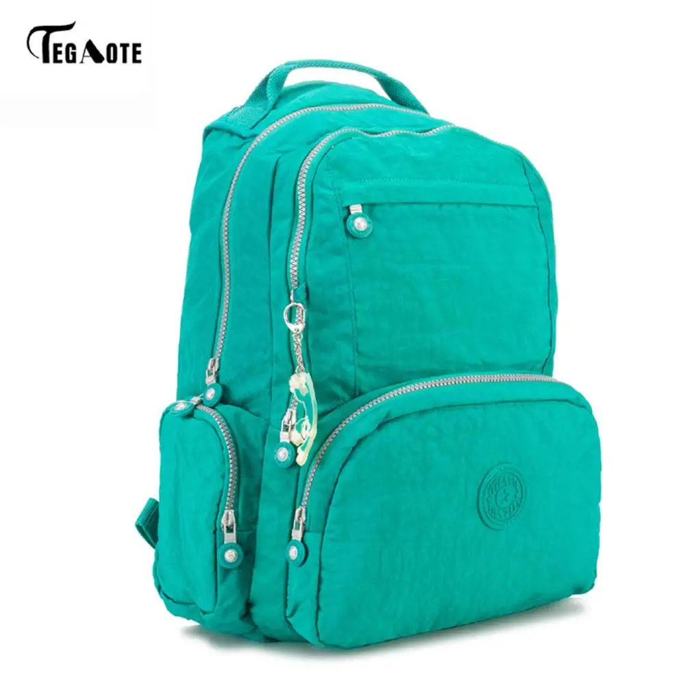 Green TEGAOTE Мужской нейлоновый рюкзак для колледжа, студентов, школы, рюкзак для подростков, винтажный Рюкзак Mochila, повседневный рюкзак, дорожная сумка - Цвет: Green