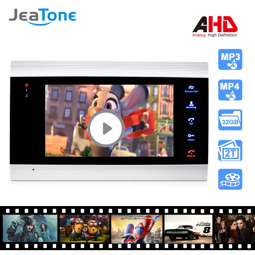 720P AHD 4 проводная 7 ''видеодомофон домофон дверной звонок Дверной динамик