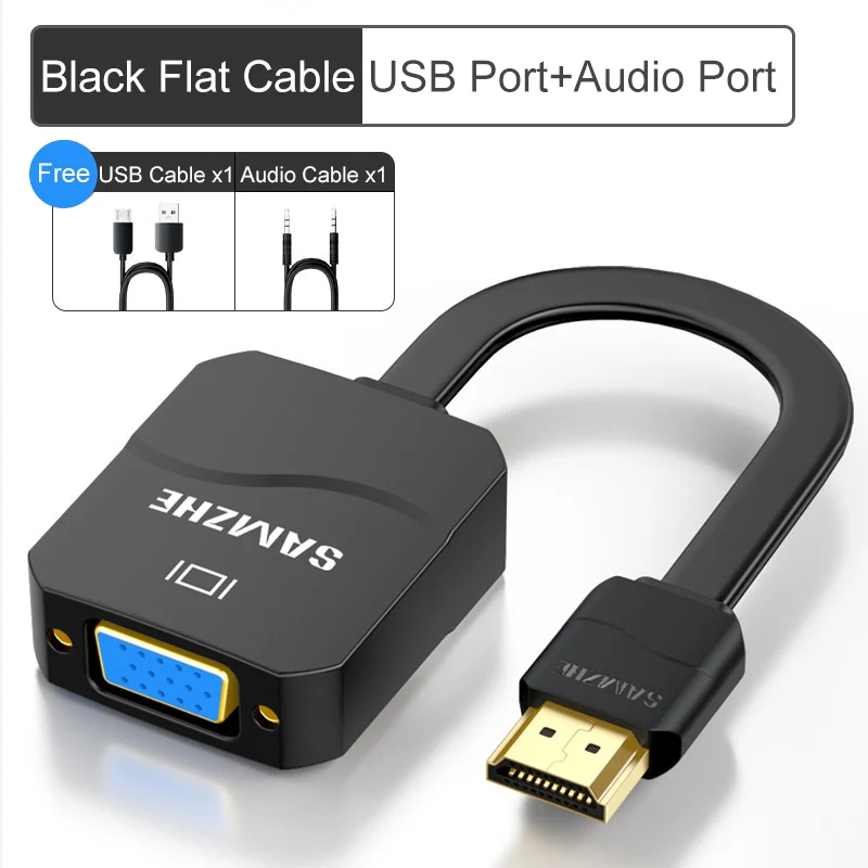 SAMZHE HDMI в VGA адаптер 1080P HDMI конвертер для ноутбука на большой экран цифро-аналоговый USB и аудио дисплей - Цвет: HHV04