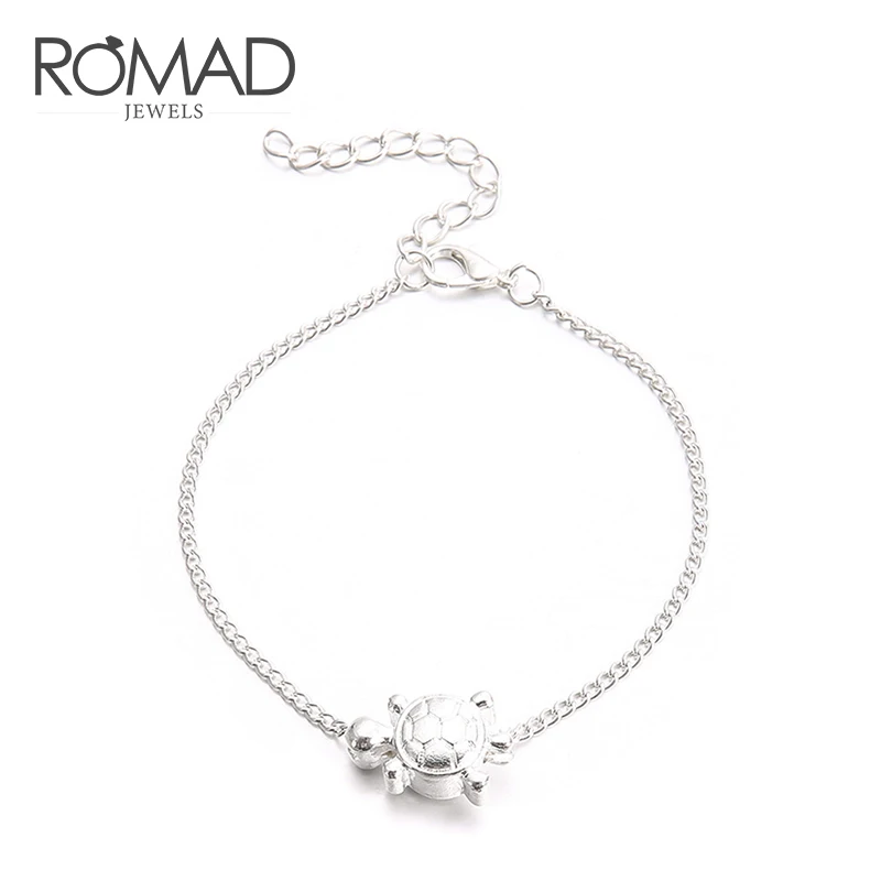Браслет ROMAD Женский винтажный серебристый с подвеской на щиколотке|Анклеты| |