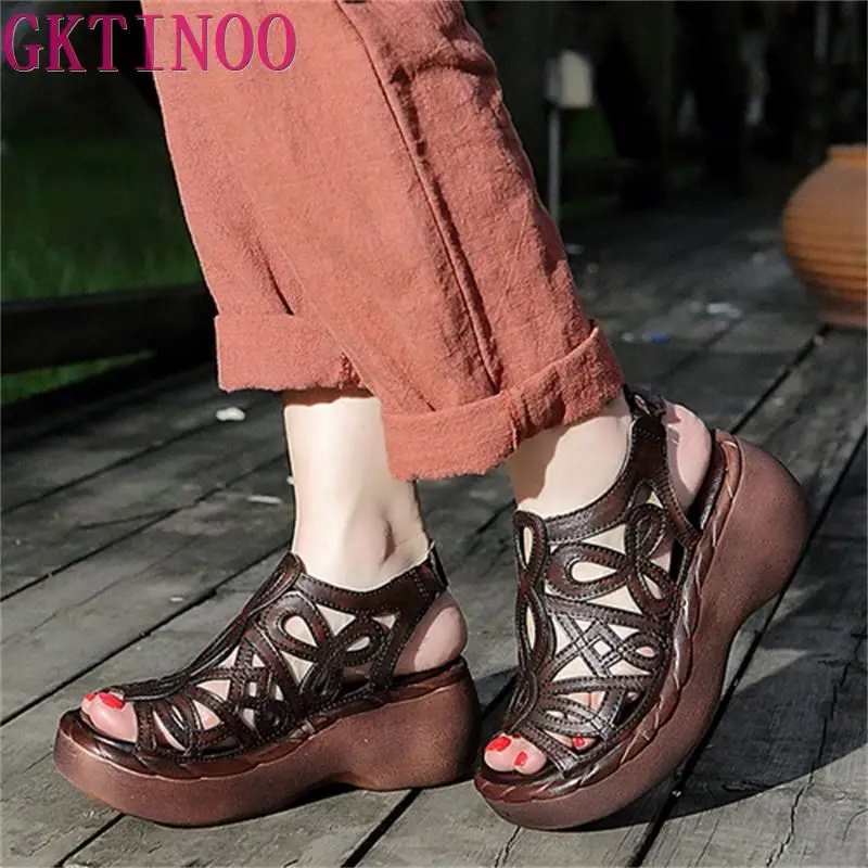 Женские босоножки из 100% натуральной кожи летняя женская обувь ручной работы