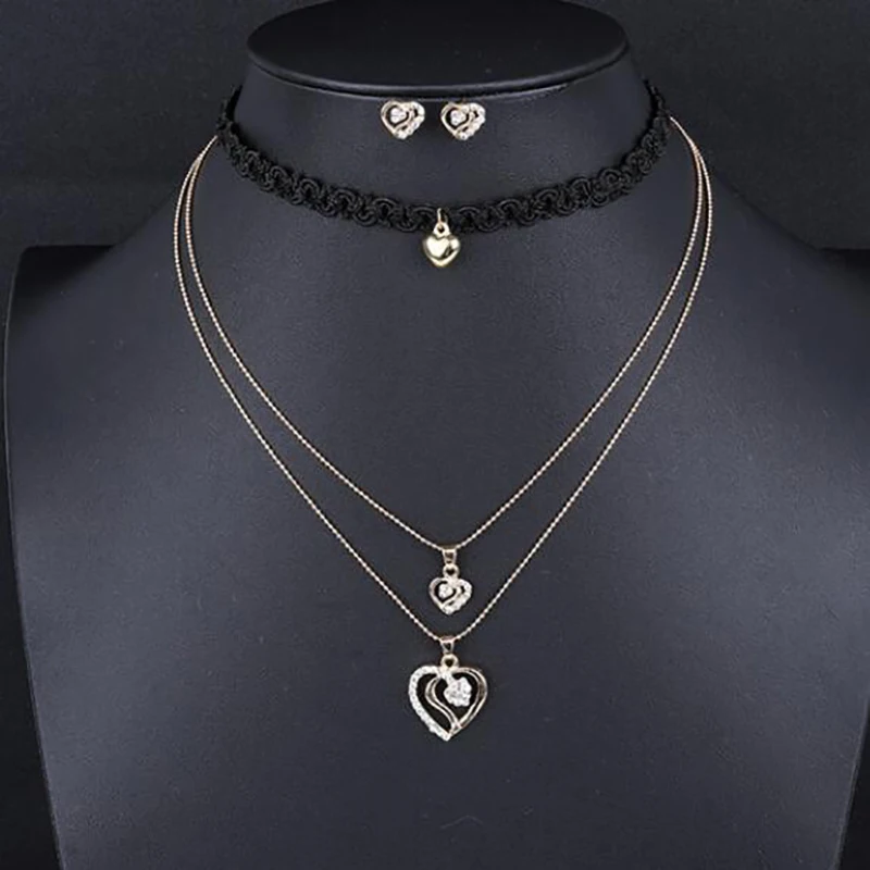 Регулируемые Серебряные наборы ювелирных изделий 3 шт./компл. винтажная подвеска