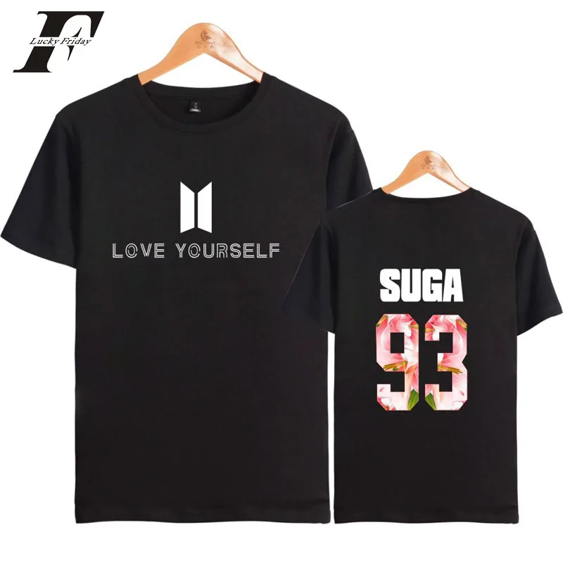Harajuku БЦ Лето любить себя футболка Для женщин хлопок Bangtan альбом Camisa masculina Фитнес