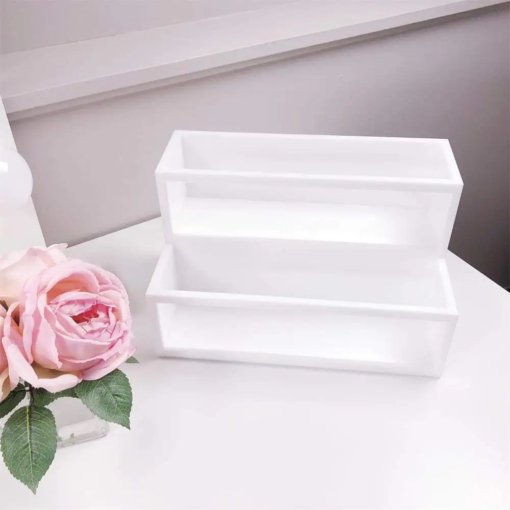 Acrylic Large Makeup Brush Holder 2-Tier Cosmetic Organizer for Vanity Cabinet Beauty Products Nail Polish