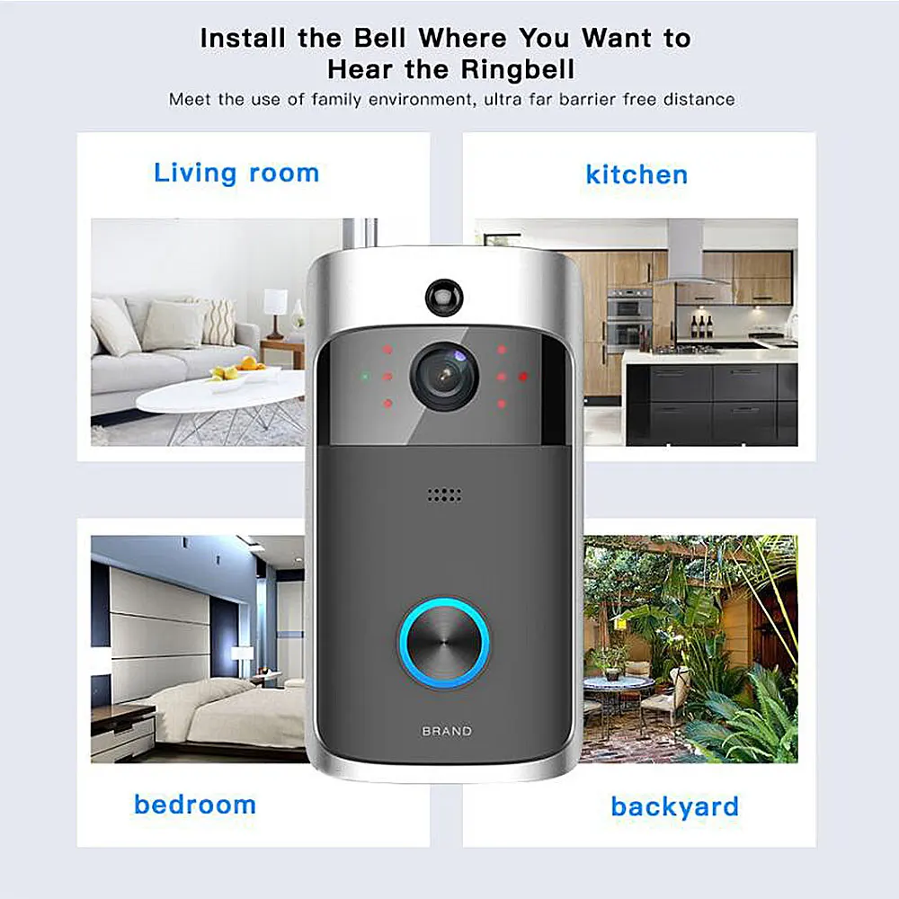 WIFI Camera Doorbell 2 batteries Smart IP Motion Detection Night Vision Two-way Audio Home Security D001 | Безопасность и защита