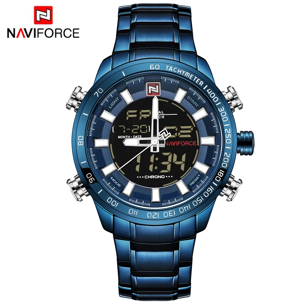 NAVIFORCE Роскошные Мужские кварцевые аналоговые часы модные спортивные цифровые