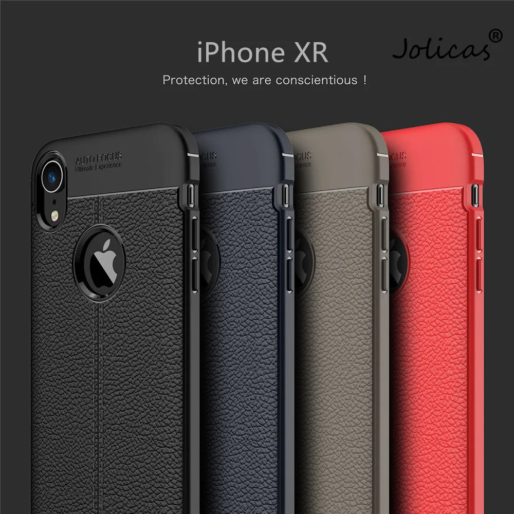 Для iPhone XR чехол силиконовый ударопрочный Роскошный из искусственной кожи личи
