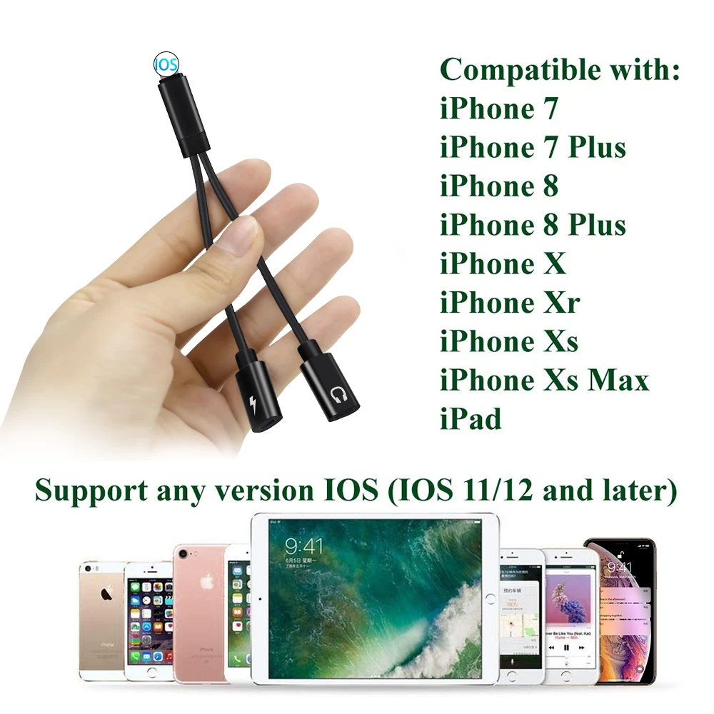 Ascromy 2в1 двухъядерный процессор аудио телефон для iphone X 8 7 Plus наушники-аксессуар |