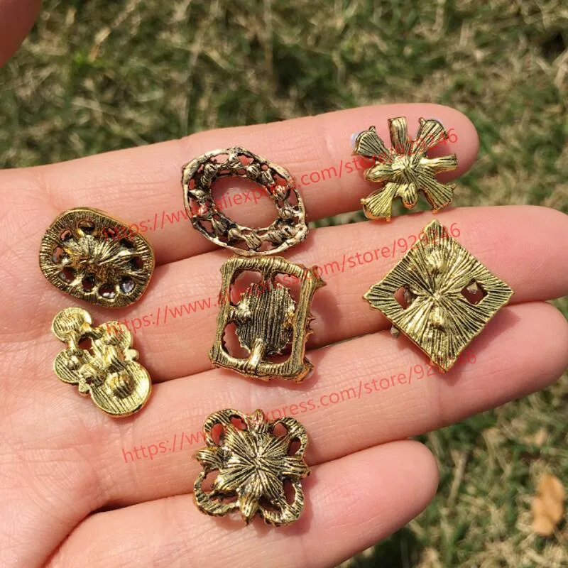 2 шт./лот аппликация со стразами в ретро стиле античная Золотая овальная