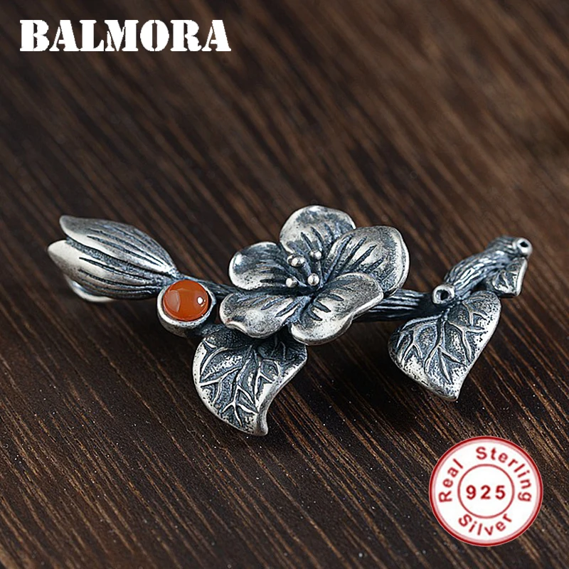 Женские Подвески BALMORA из стерлингового серебра 925 пробы с красным камнем в