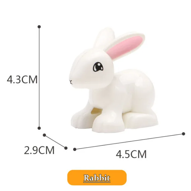 white rabbit Большие блоки животных бегемот жираф слон крокодил прыгун обезьяна медведь Зебра панда Тигр duploed совместимые игрушки - Цвет: white rabbit