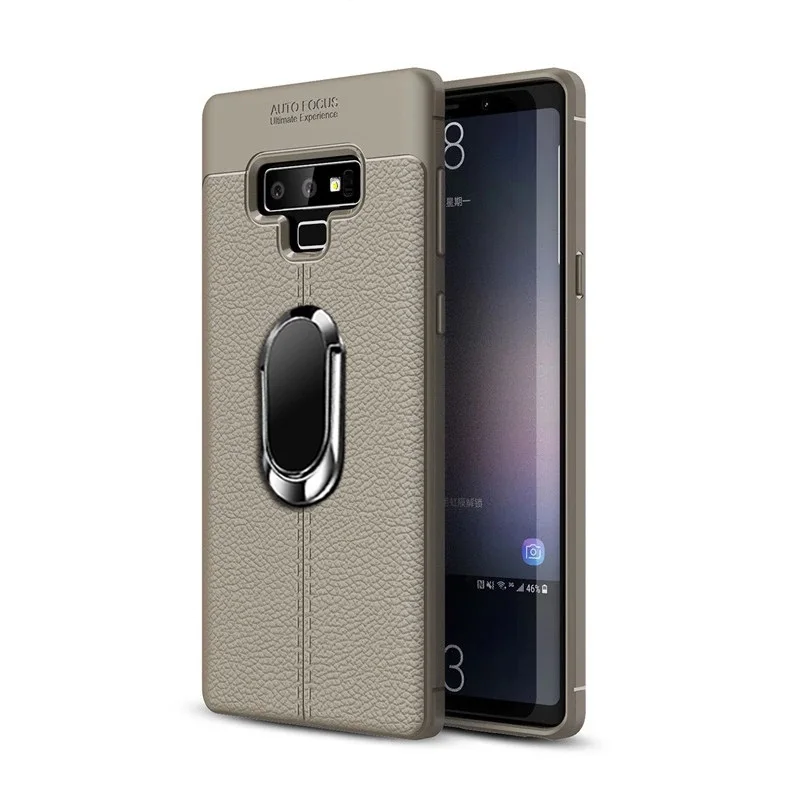 Gray Чехол для телефона samsung Galaxy S8 S9 плюс S7 край магнитное кольцо мягкий силиконовый держатель задняя крышка для samsung Galaxy примечание 8 9 принципиально - Цвет: Gray