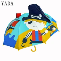 yada usefull 3d child automatic cartoon pirate pattern transparent long umbrella sun rainy boys girls kids tools umbrella yd056