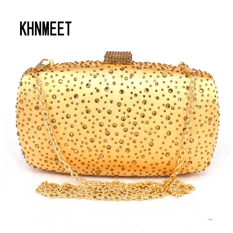 Золотая вечерняя сумка клатч с кристаллами и бриллиантами недорогой женские