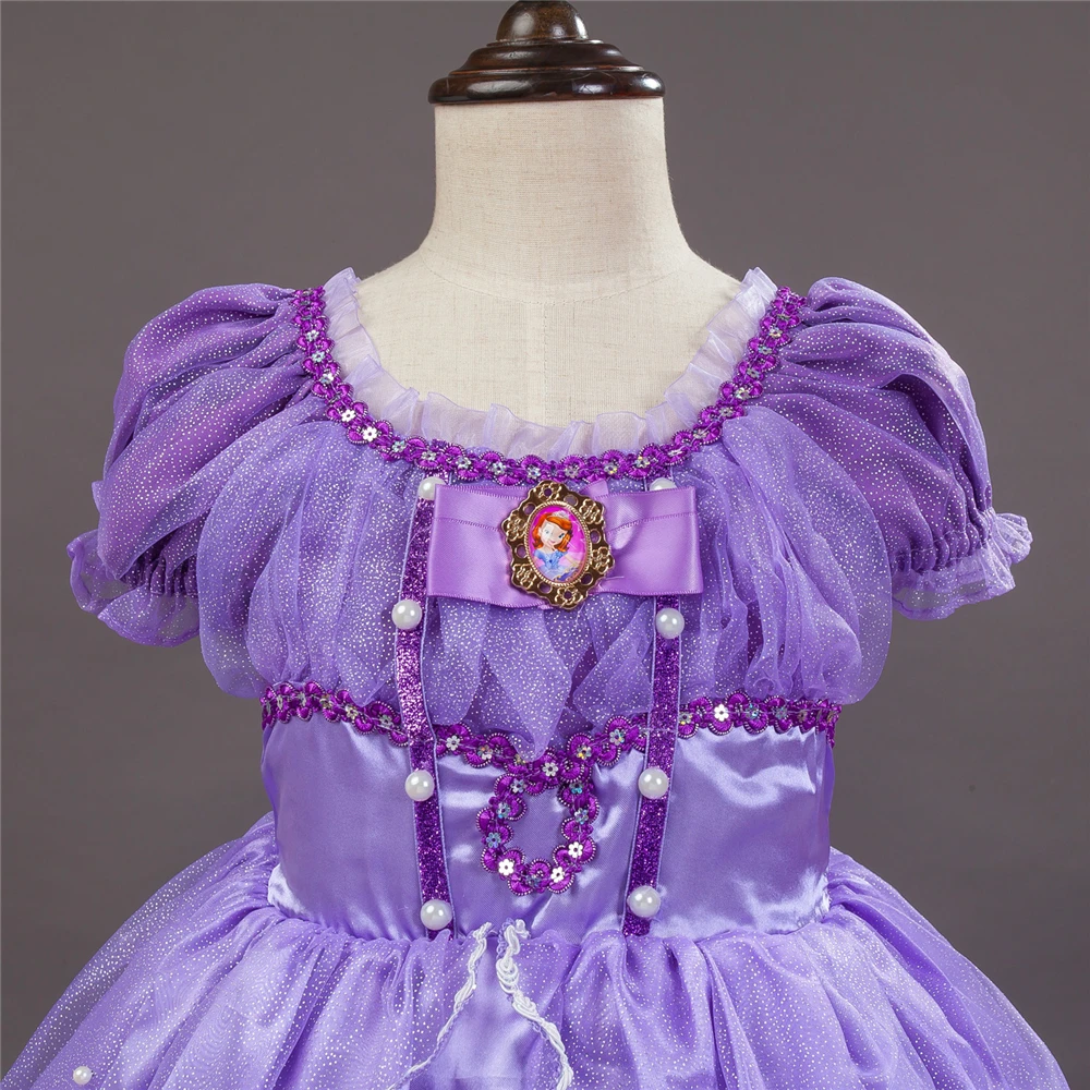 Hot Sall Girls Sofia Princess Dress Kids Sophia Sleeping Beauty Party Dresses Child Girl Rapunzel Aurora Prom Purple Costume 10 | Детская