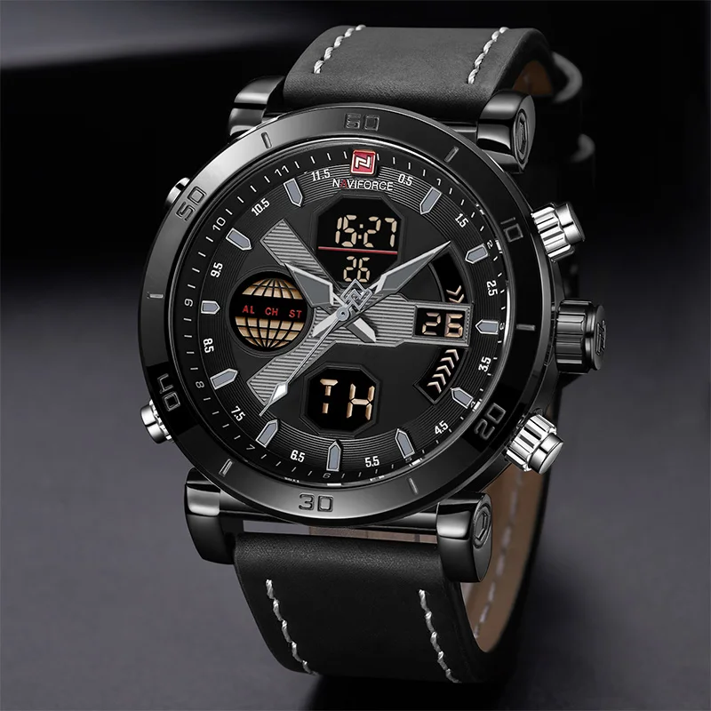 NAVIFORCE мужские часы оригинальные водонепроницаемые аналоговые цифровые