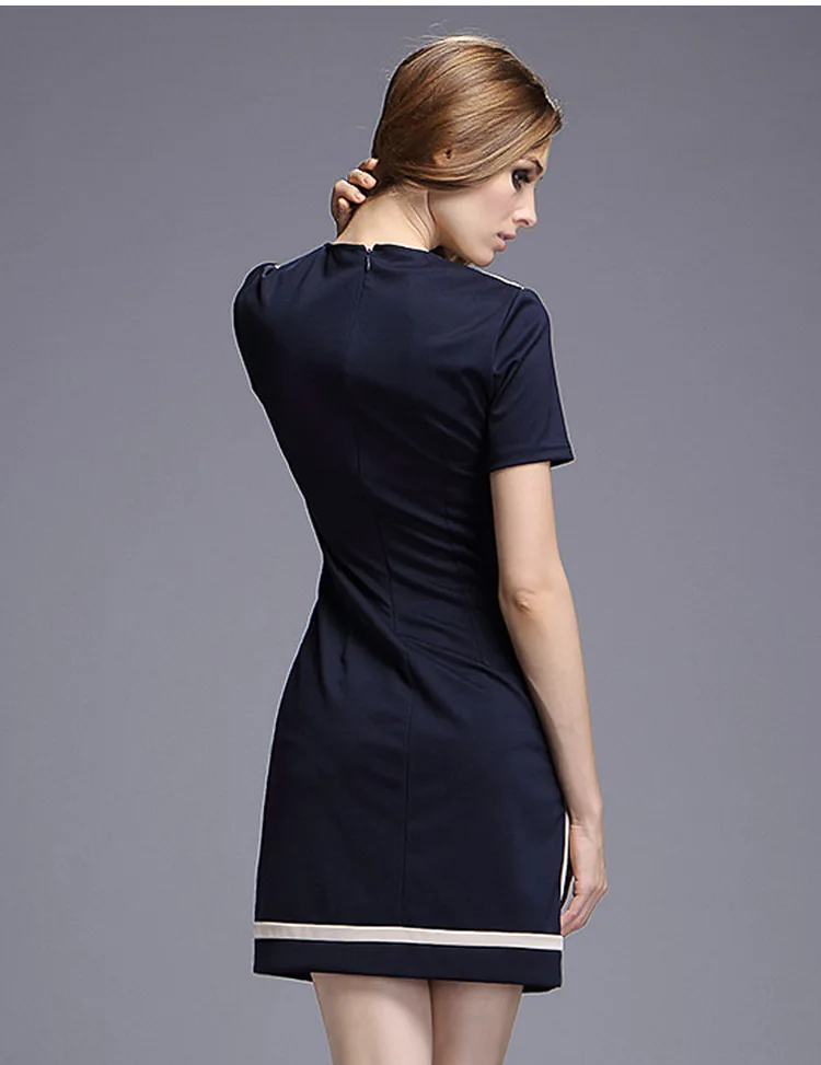 Женское облегающее модное офисное платье в европейском стиле с круглым вырезом