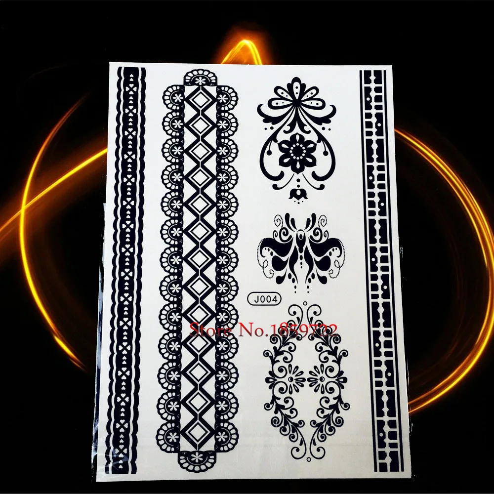 

1PC Hot Sexy Women Body Art Fake Jewelry Lace Henna Tattoo Indian Chain Leaf Bracelet Necklace Waterproof Temporary Tattoo HBJ45