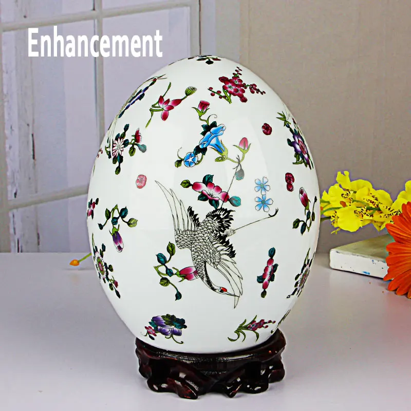 Антикварная светящаяся Ваза яйцо Цзиндэчжэнь с цветами и птицами Керамическая