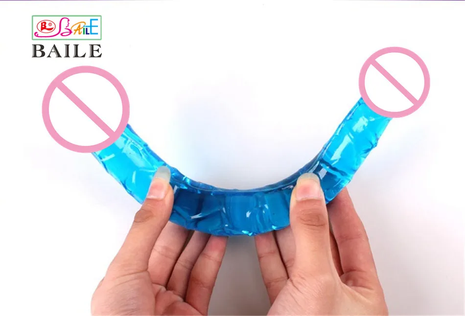 Двойной фаллоимитатор гибкий мягкий желеобразный вагинальный и анальный секс