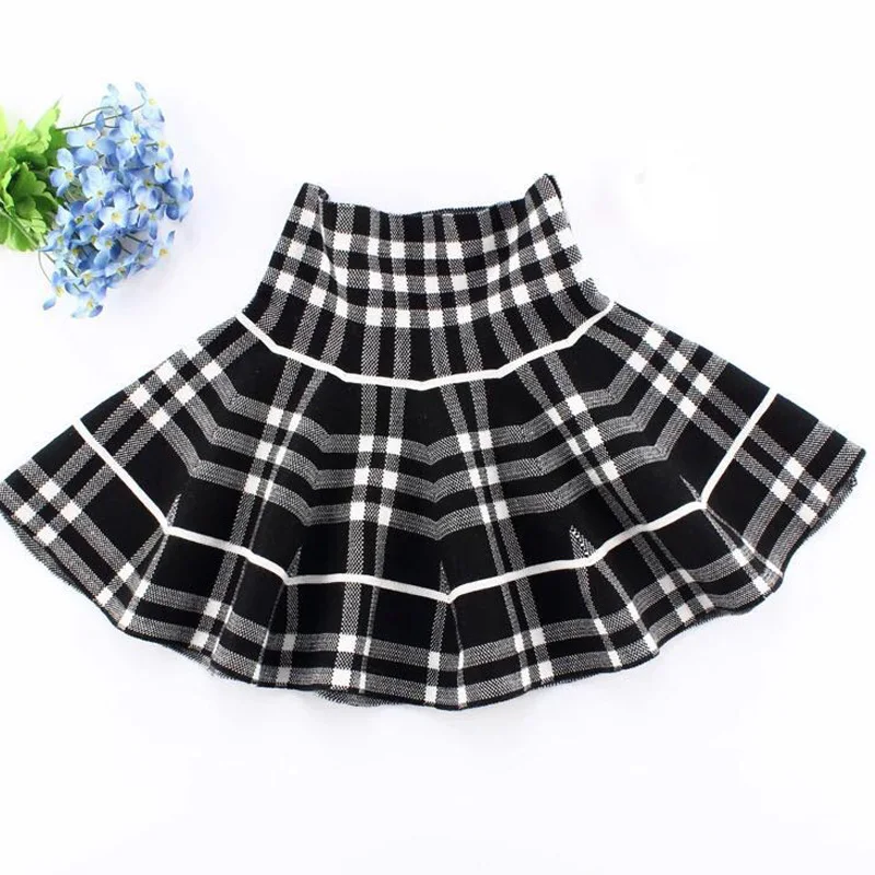 Юбки-пачки для маленьких детей вязаные юбки-американки в клетку девочек зимняя