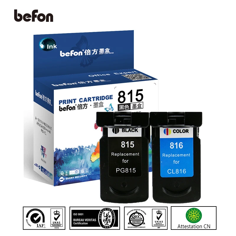 

befon 815 816 Re-Manufactured Ink Cartridge Replacement for Canon PG815 CL816 pg-815 pg 815 cl 816 for IP2780 MP236 MP259 MP288