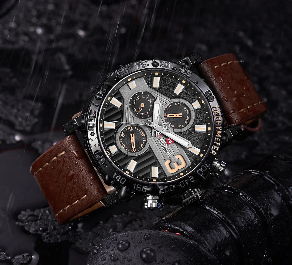 Топ люксовый бренд NAVIFORCE мужские спортивные часы мужские кожаные армейские военные водонепроницаемые часы Мужские кварцевые наручные часы Masculino