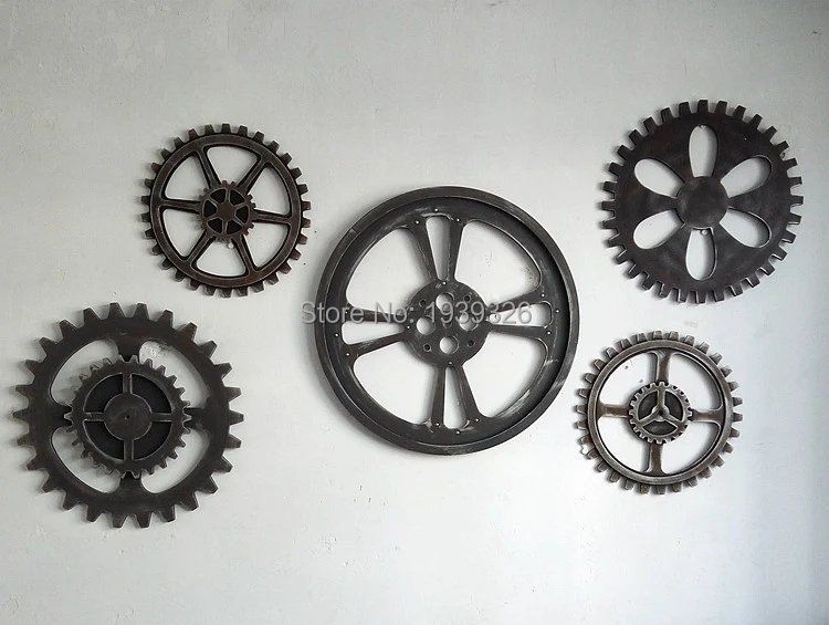 Ретро старинный промышленный Стиль Имитация металла деревянная Шестерня бар