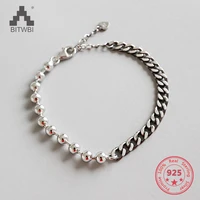 925 sterling silver jewelry round beads chic bracelet flat chain bracelets paty accessories punk jewelry