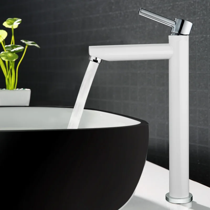 Basin faucet Hot and Cold Copper bathroom sink tall chrome/black/white brass crane | Обустройство дома