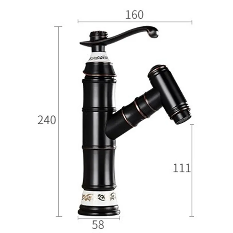 

LIUYUE Basin Faucets Brass Classic Black Retro Porcelain Bathroom Pull Out Basin Faucet Cold Hot Water Sink Mixer Taps