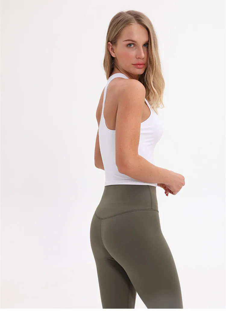 Yoga Vest Women's Sleeveless Running Fitness T Shirts Sexy Crop Top Workout Quick-Dry Yoga Tank Tops Elastic Tight Gym Vest