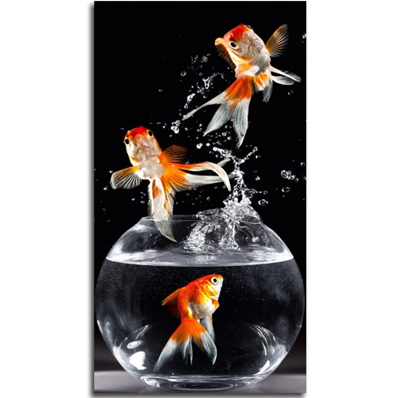 Набор для алмазной вышивки картины с изображением аквариума золотыми