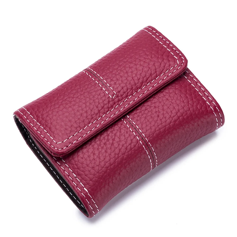 Wine red CICICUFF держатель для карт из натуральной кожи для женщин, кошелек для кредитных карт, футляр для удостоверения личности, Женский держатель для карт, маленькая визитка - Цвет: Wine red