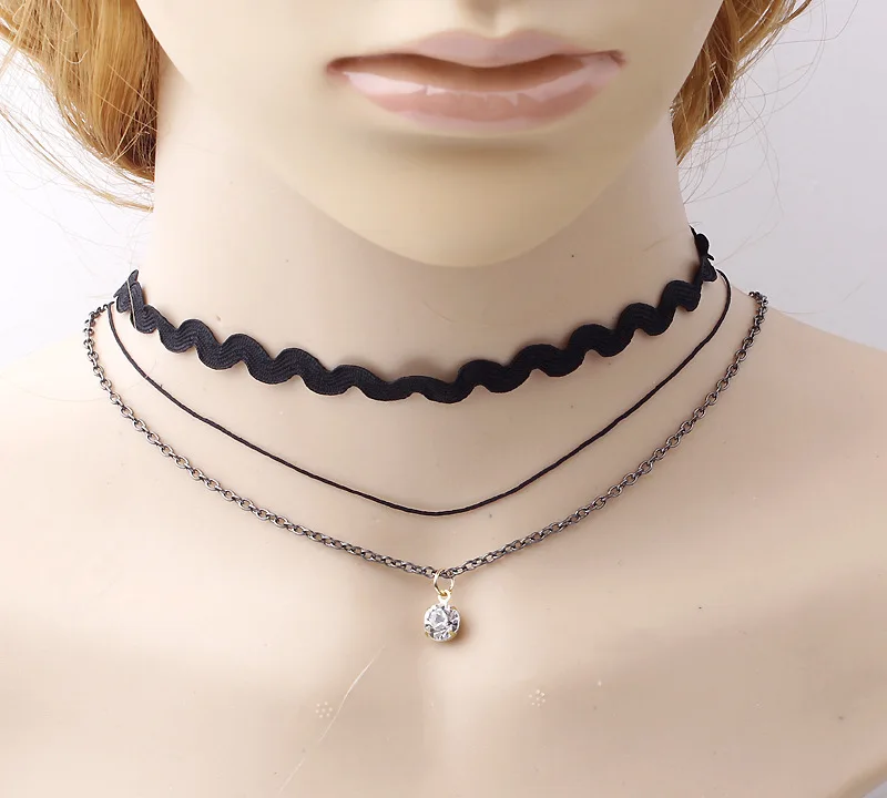 Новинка 2017 роскошные черные бархатные ожерелья чокер ювелирные изделия