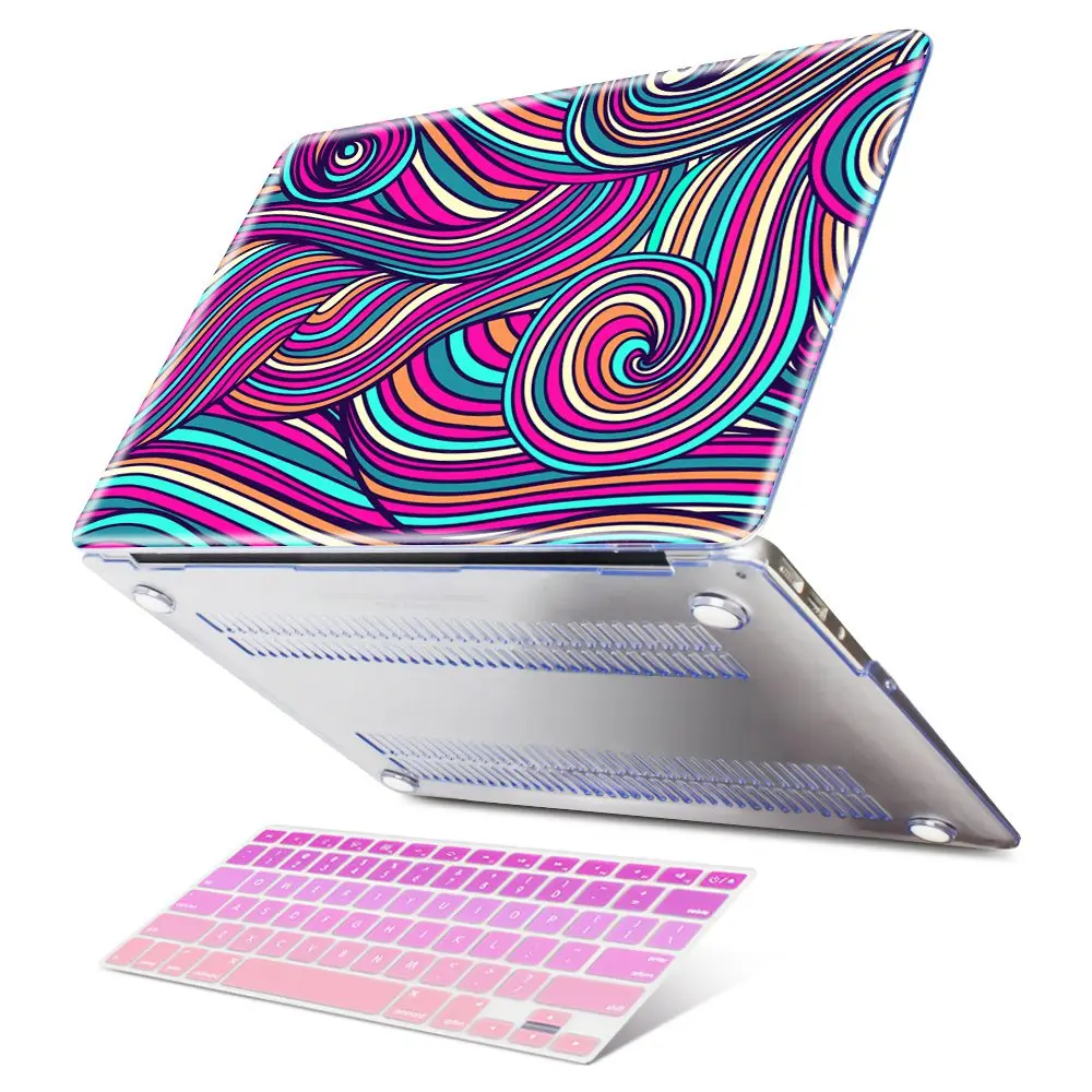 Волн Пластик жесткий чехол и клавиатура для Apple Macbook Air 11 12 13 лет A1466 A1932 Pro 15 A1502 A1706