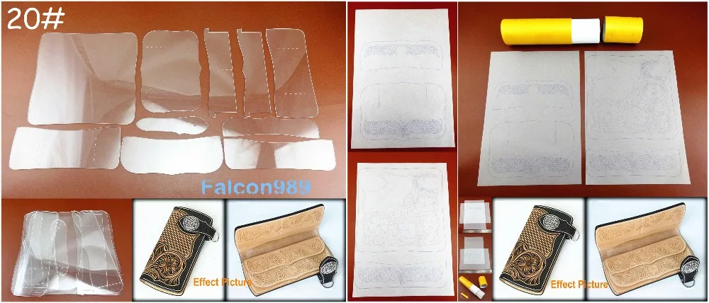 10 шт. трафарет для кожевенного ремесла из акрила с длинным бумажником + набор