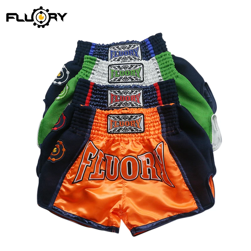 

Детские шорты fluory Muay Thai с вышивкой, накладные кикбоксерские шорты