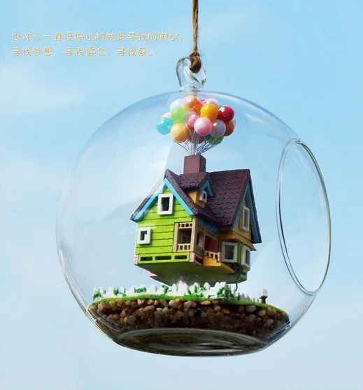 B006 DIY стеклянный шар Кукольный дом Летающий дом деревянный кукольный домик Миниатюрная игрушка строительные наборы подарок на день рождения
