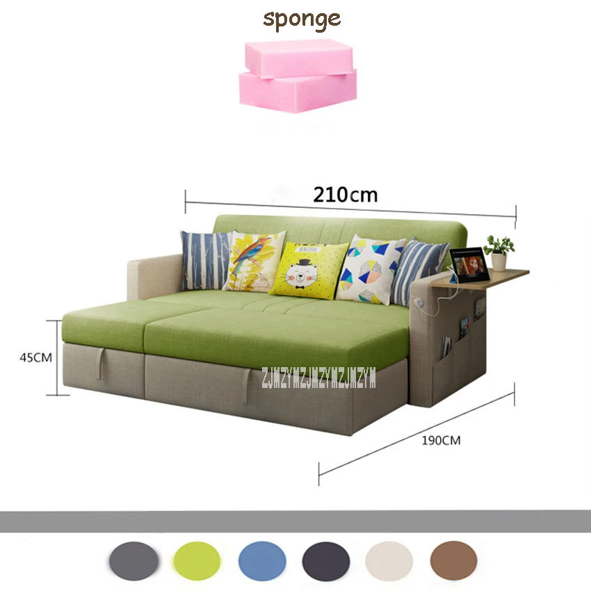Sponge single USB A8866 Многофункциональный Губка/латекс двухместный диван-кровать гостиная хлопок-лен складной диван-кровать с сумкой для хранения верстак - Цвет: Sponge single USB