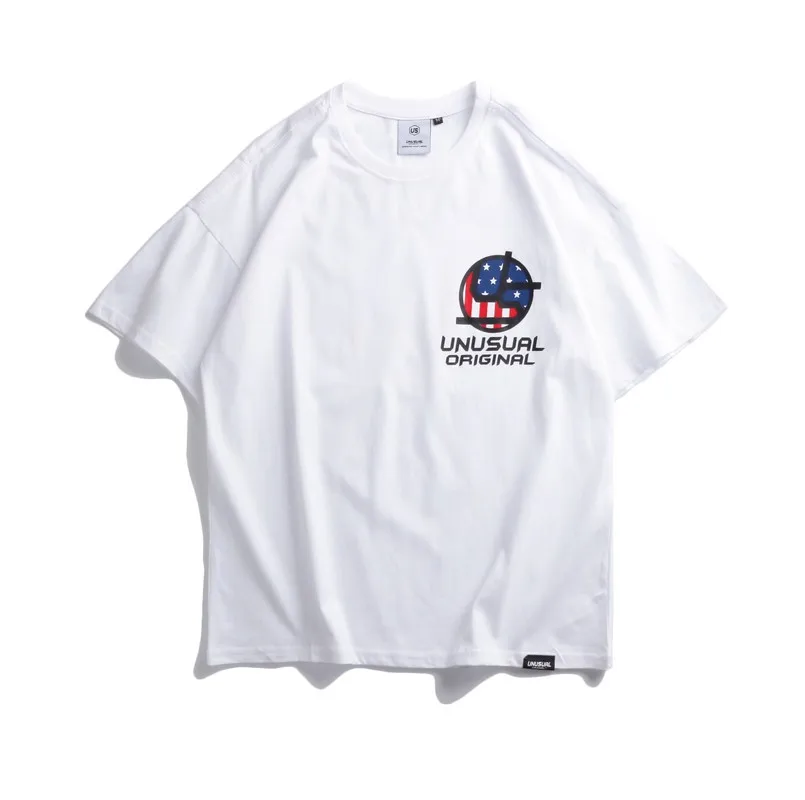 US Flag Logo Printed Mens T-shirt Oversize High Street Sweatshirt Top Short Sleeve Tees Casual Cotton Brand Cloth Male T-shirts | Мужская